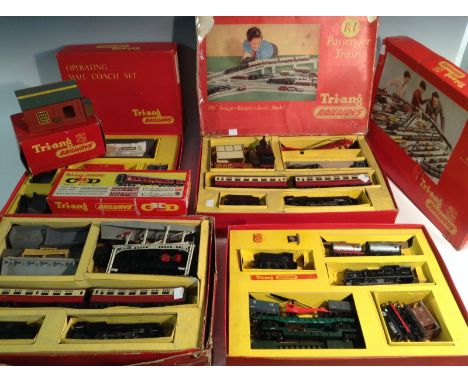 Tri-ang Railways OO gauge -  R1  Princess Elizabeth passenger train set, boxed; another; an Operating Royal mail coach set, b