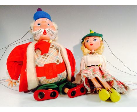 King - Pelham Puppets SL 63 Range,  hollow moulded head,  with painted features, purple felt clown, red and white faux fur li