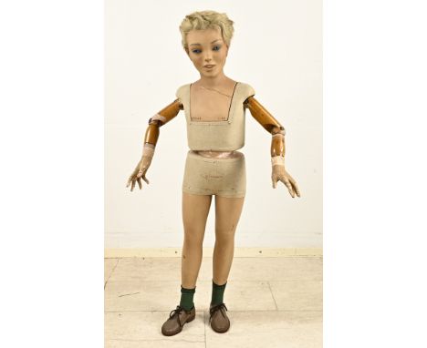 Pierre Imans mannequin/mannequin, young man. Paris. 20th century. Wood + composite material. Bust has crack. Dimensions: H 13