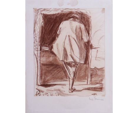 Erich Dummer (1889, Lübeck - 1929, ebda.) Rückenansicht eines Mannes, 1920, Pastellkreide auf Papier, u.l. monogrammiert "E.D
