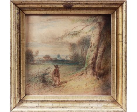 Albert Ludwig Trippel (1813, Potsdam - 1854, Berlin) Paar Bilder, "Alte Bäume" u. "Landschaft mit Hirten", Pinselzeichnung/Aq