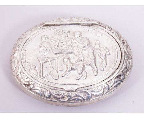 Historismus-Tabatiere, 835er Silber, Henk de Leeuw den Bouter, Schoonhoven - Niederlande, 1970er Jahre ovale, gedrückt-bauchi