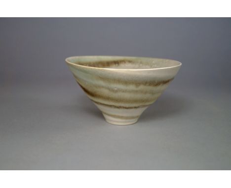 Dame Lucie Rie DBE, Austrian/British, 1902-1995 A conical studio bowl, with spiral glaze decoration, impressed marks to base,