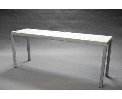 A Philippe Starck faux Cararra marble rectangular desk, late 20th/early 21st century, with integral light, on square legs, 72
