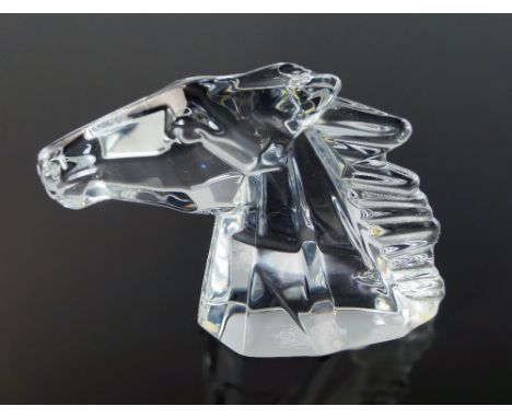 A Daum glass model of a horse's head, 20th century, signed to base Daum France, 14cm high CONDITION REPORT: light domestic we