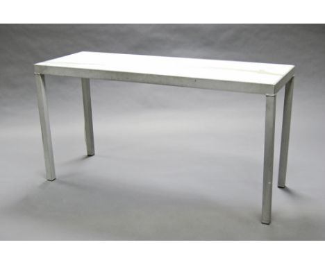 A Philippe Starck faux Cararra marble rectangular desk, late 20th/early 21st century, with integral light, on square legs, 72