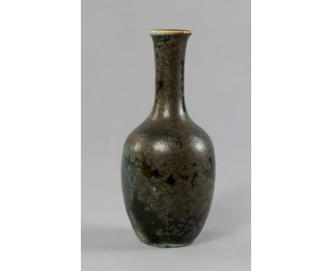 A Martin Bros. miniature crystalline glaze solifleur vase, incised signature to base and date 3 99, approx 12cm high. CONDITI