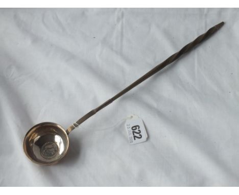 Georgian toddy ladle with whale bone handle and Georgian shilling - 1723