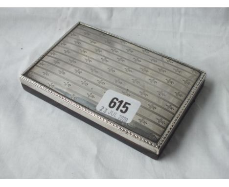 Silver topped box with engine turned decoration - 5.5"wide - B'ham 1938 by SB
