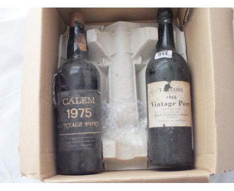 A Taylors 1966 vintage port bottle &amp; also a Calem 1975 port bottle