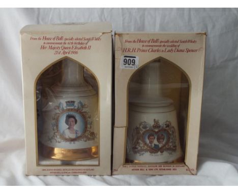 Two Bells Scotch Whisky commemorative bottles for 1981 &amp; 1086 - boxed