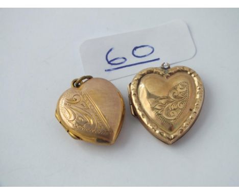 Two vintage back &amp; front heart lockets in 9ct 