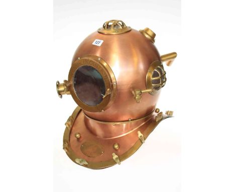 Copper and brass divers helmet marked Anchor Engineering