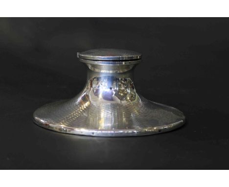 Large engine turned silver capstan inkwell, Birmingham 1920