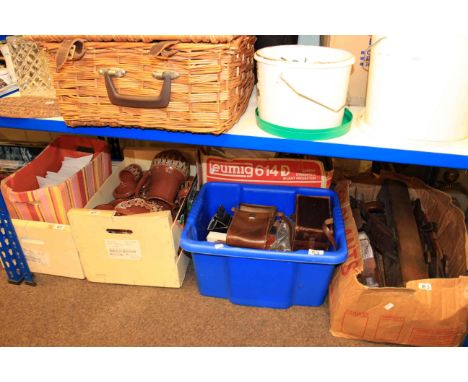 Collection of postcards, first day covers, earthenware pottery, projector, cameras, wood planes etc.