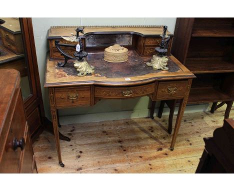 Late 19th Century inlaid rosewood bow front centre writing desk