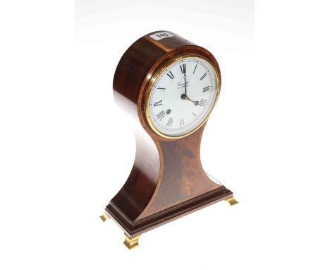 Comitti inlaid mahogany balloon mantel clock