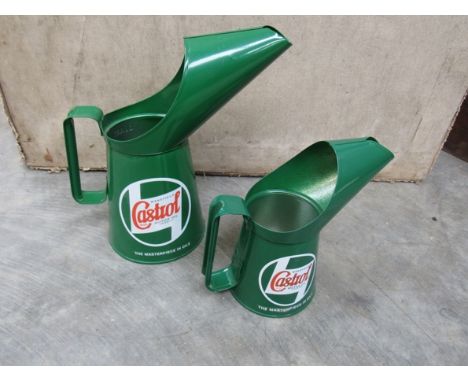 Two reproduction Castrol oil jugs