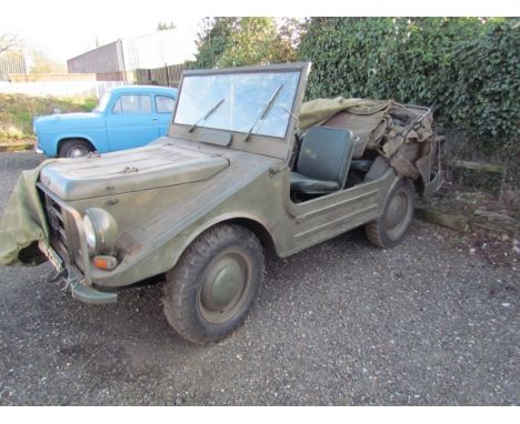 A 1964 Autounion Munga Jeep painted in military green, imported to the UK in 1980, this 998cc two stroke engine Jeep is an id