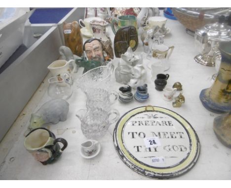 THREE LLADRO FIGURES AND TWO DOULTON TOBY, ELEPHANTS ETC.