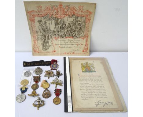 COLLECTION OF MEDALS AND BADGESincluding an 'Army Temperance Association India' silver and enamel medal ('For Five Years Fide