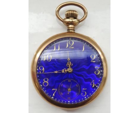'NEW ENGLAND WATCH CO.' GOLD PLATED POCKET WATCHearly 20th century, with top winder, gilt Arabic numerals and subsidiary dial