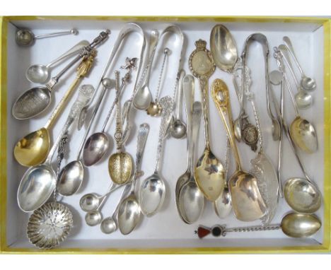 SELECTION OF SILVER AND SILVER GILT SPOONSincluding ten condiment spoons, Birmingham 1901 by William Devenport, Birmingham 19