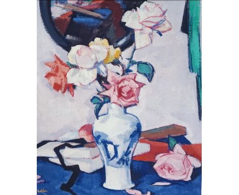 AFTER S J PEPLOEStill life, roses and mirror, giclee limited edition print numbered 109/250, with label to verso, 59cm x 49cm