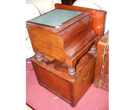 A Georgian commode with flush system, together with a Victorian ditto having ceramic liner 