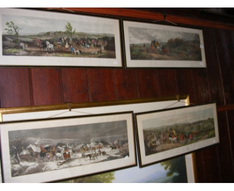 Set of four hunting and coaching prints - "The Seasons"  