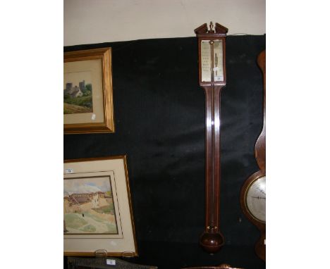 A mahogany cased stick barometer - Roselli, London