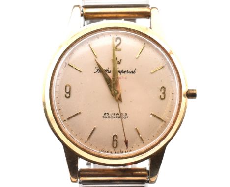 A Smiths Imperial automatic gold plated gentleman's wristwatch. The circular silvered dial with baton hour markers and Arabic