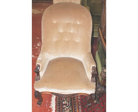 A Victorian button back upholstered nursing chair