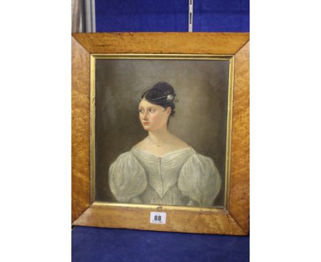 19th Century SchoolHalf length portrait of a ladyOil on panelUnsigned28cm x 26cm 