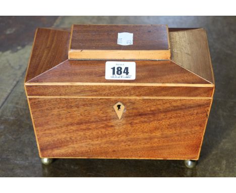 A sarcophagus shaped tea caddy