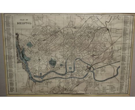 An ordnance survey 4inch to a mile City of Bristol framed map, 1930s and plan of Bristol 1885 (2)