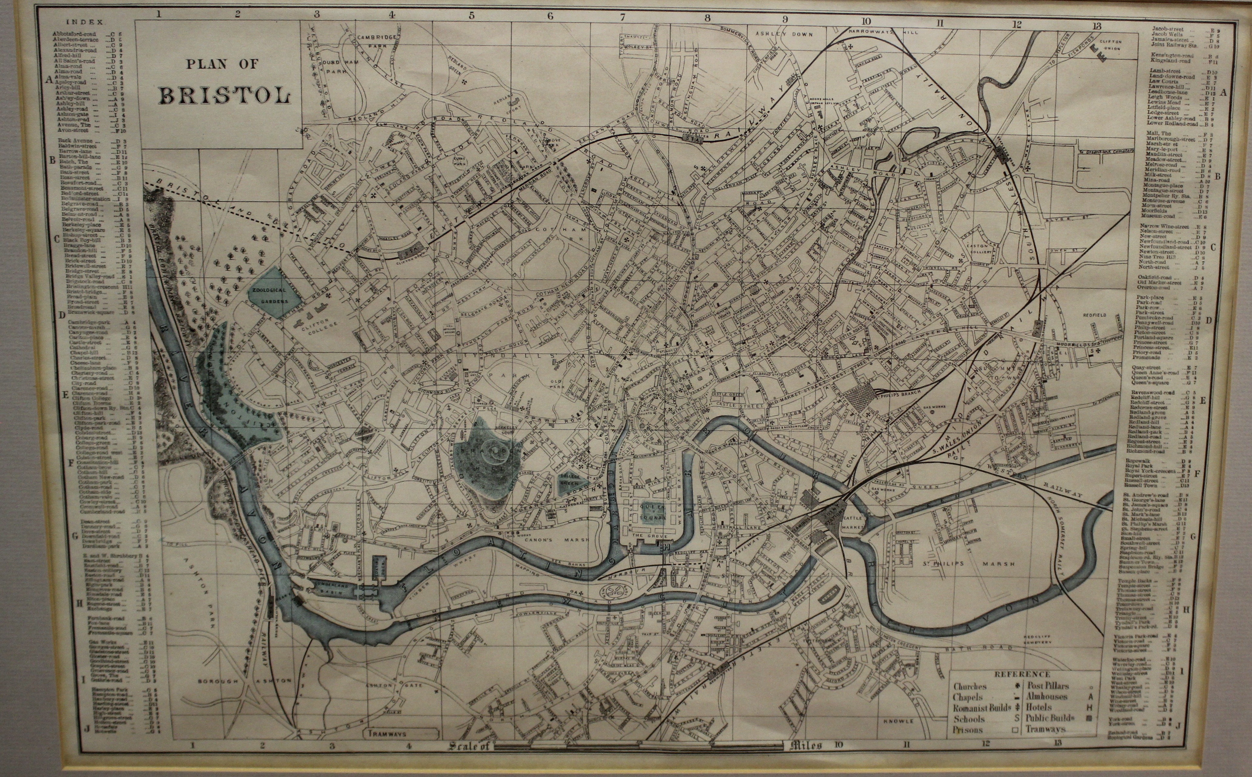 An ordnance survey 4inch to a mile City of Bristol framed map, 1930s ...