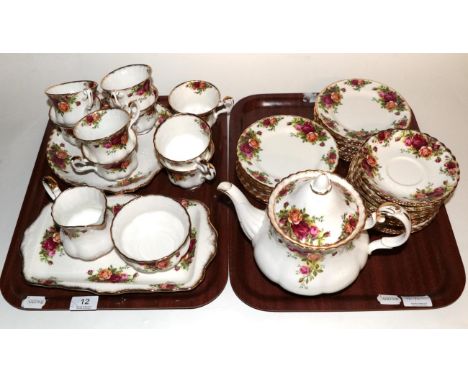 A Royal Albert Old Country Roses tea service (some marked second quality)