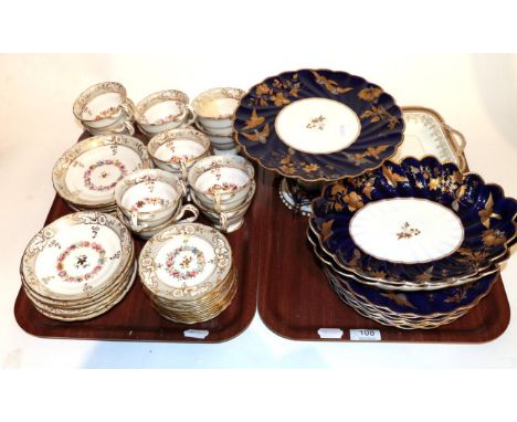 Bishop &amp; Stonier dessert service; a 19th century gilt and floral porcelain tea service; and a Cauldon china dish 