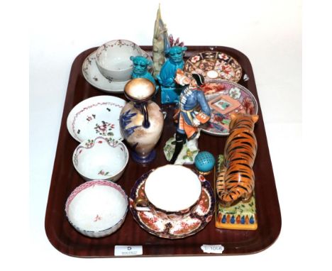 Assorted ceramics to include a Royal Worcester Blue Angel fish; early 19th century tea bowls; Royal Crown Derby etc 