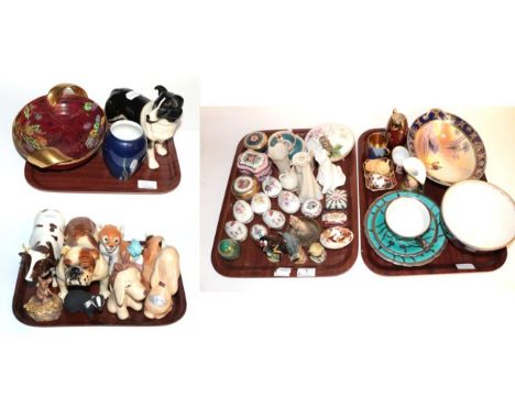 Limoges boxes; a Royal Worcester blush ivory miniature basket; a Royal Crown Derby dish; crested china; Beswick; Wade etc (th