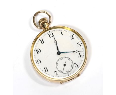 An early 20th century 9 carat gold pocket watch, the enamel dial with Arabic numerals, import marks 