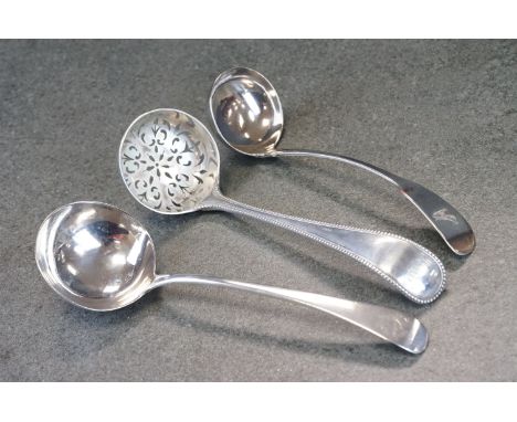 George III silver sauce ladle, Old English pattern, initialled terminal, makers Samuel Godbehere &amp; Edward Wigan, London 1