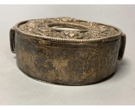   A 19th century Tibetan silver (?) reliquary box