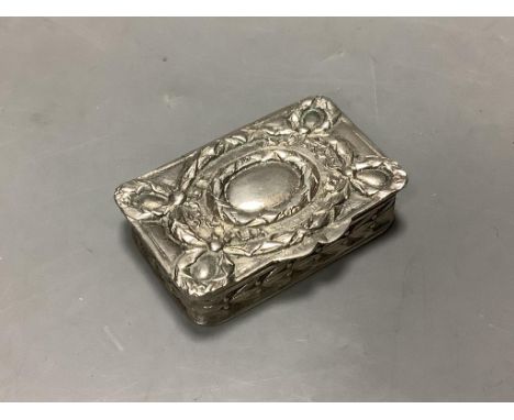   A late 19th century Hanau white metal snuff box, by Karl Kurz, 40mm.
