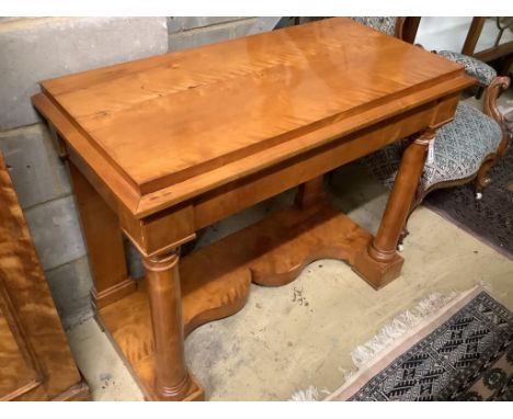  A Biedermeier style satin birch console table, width 99cm depth 48cm height 80cm