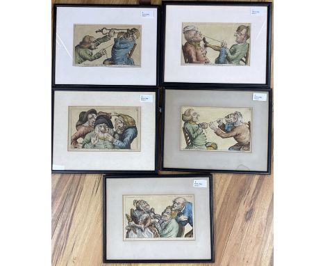   Tim Bobbin (John Collier 1708-1786), a set of five framed engraved caricatures from Human Passions Delineated,including the