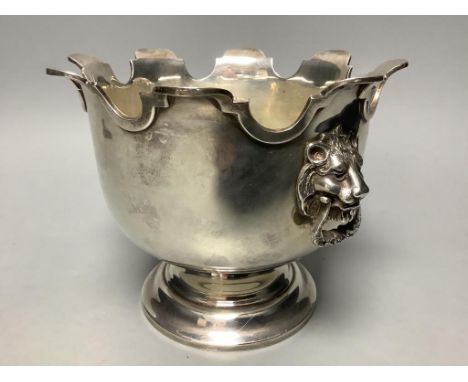   A George V silver small Monteith bowl, with lion mask ring handles, by Goldsmiths &amp; Silversmiths Co Ltd, London, 1922, 