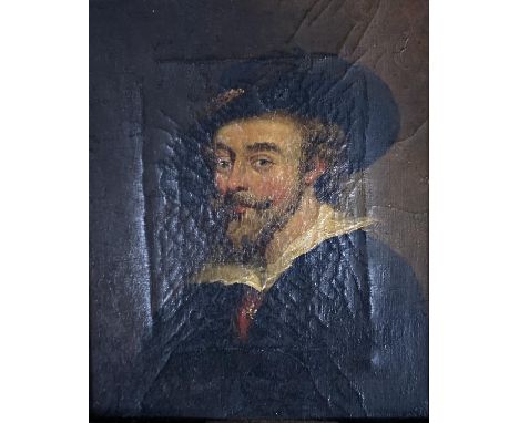   After Rembrandt, oil on canvas, Portrait of a gentleman, 19 x 15cm