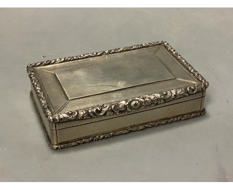   A William IV silver rectangular snuff box, Edward Smith, Birmingham, 1835, 88mm.